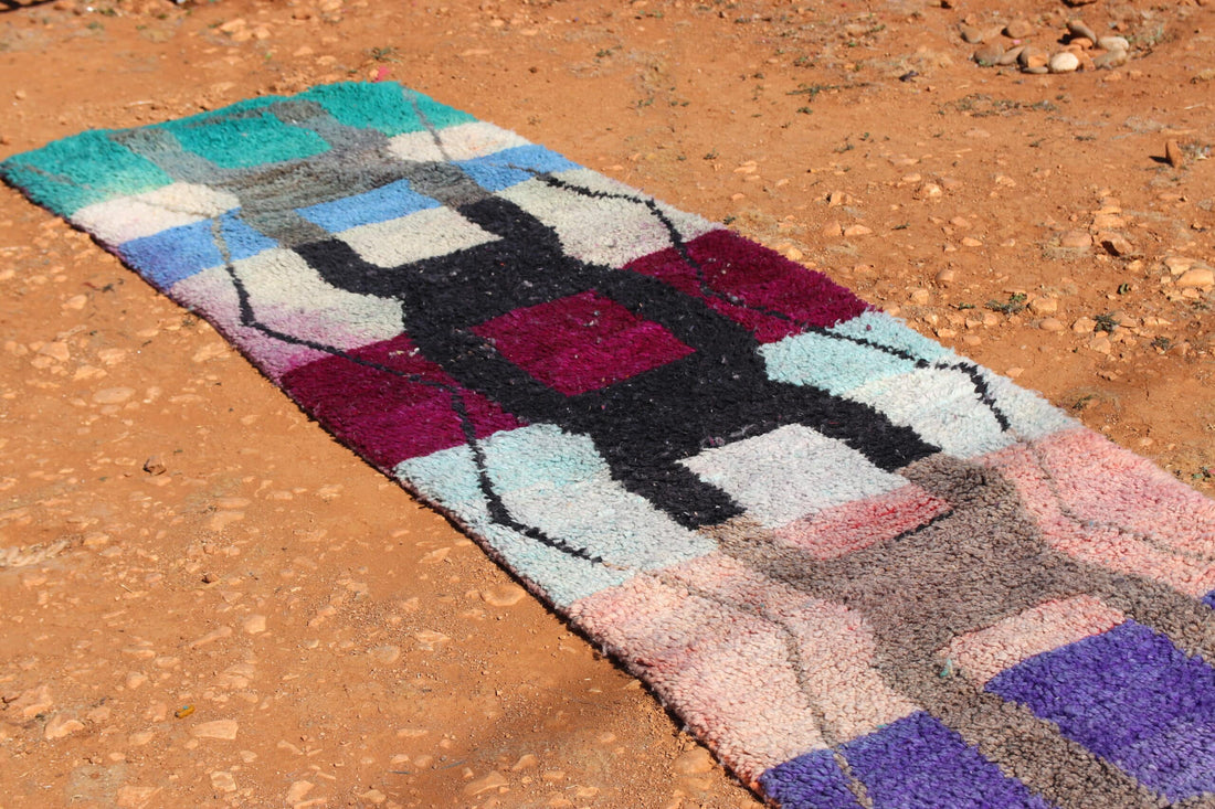 Handmade Moroccan Abstract Outdoor Runner Rug 