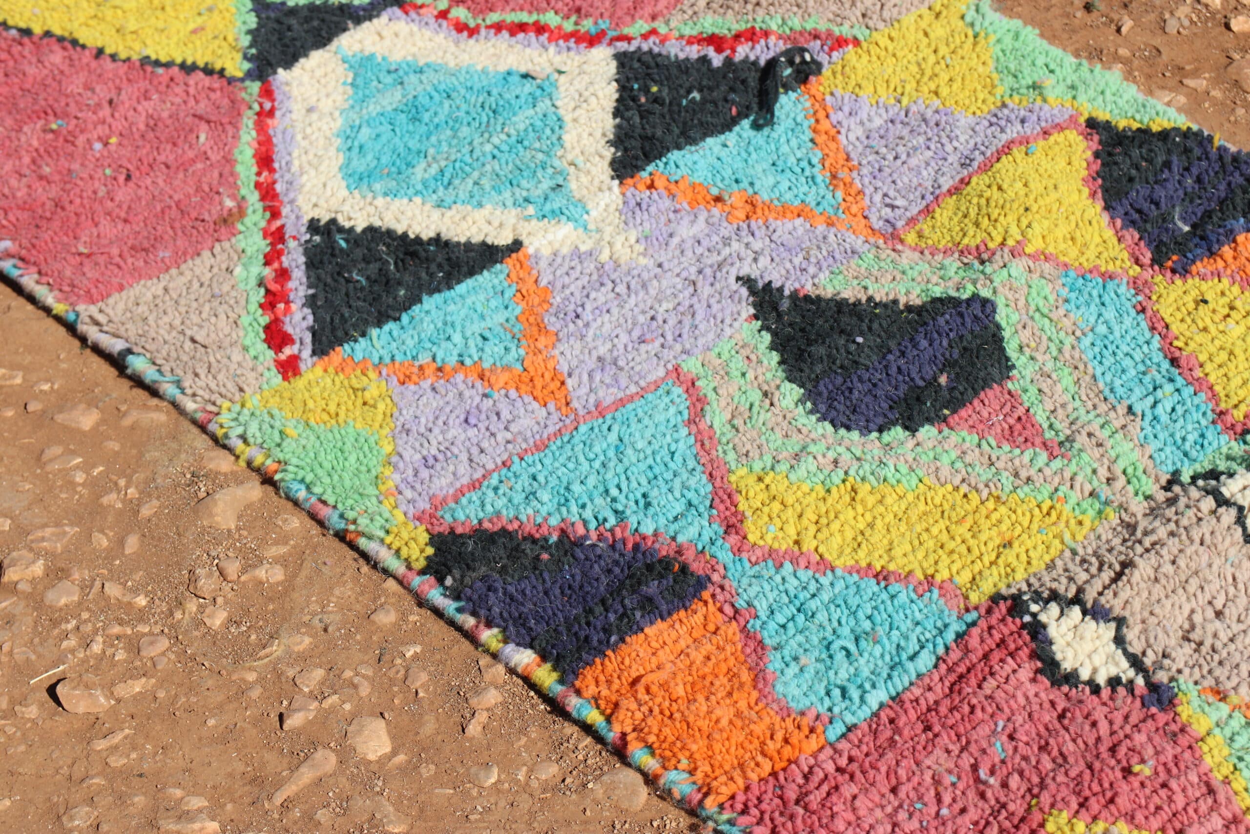 Handmade Moroccan Abstract Wool runner rug