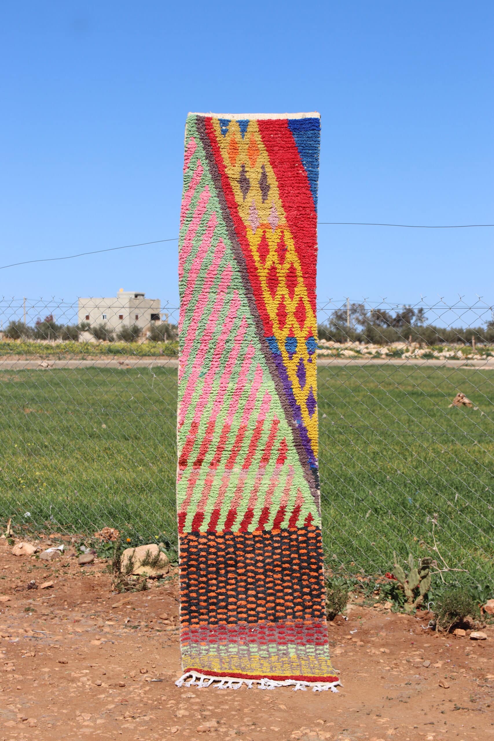 Handmade Moroccan Beautiful Abstract Runner Rug