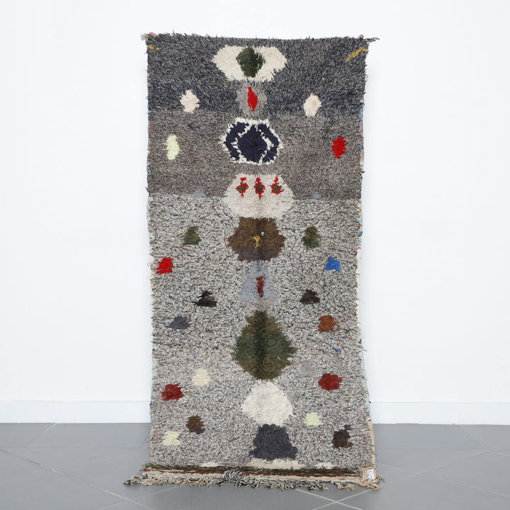 Handmade Moroccan Beni Ouarain Rug 197cm x 87cm – Abstract Symbolic Wool Carpet