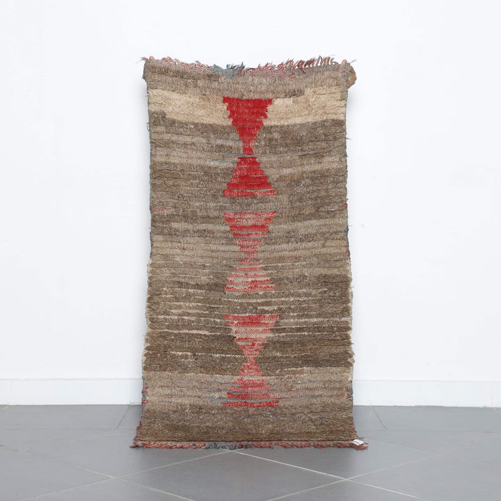 Handmade Moroccan Beni Ourain Runner Rug with Minimalist Geometric Design