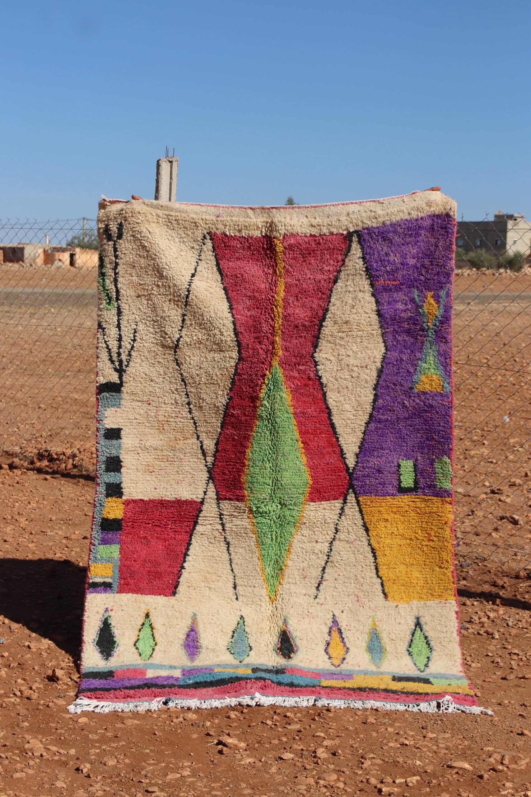 Handmade Moroccan Contemporary Abstract Printed Rug