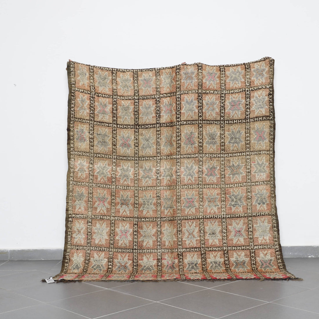 Handmade Moroccan  Vintage Beni Mguild Rug 6.8×5.8 Ft
