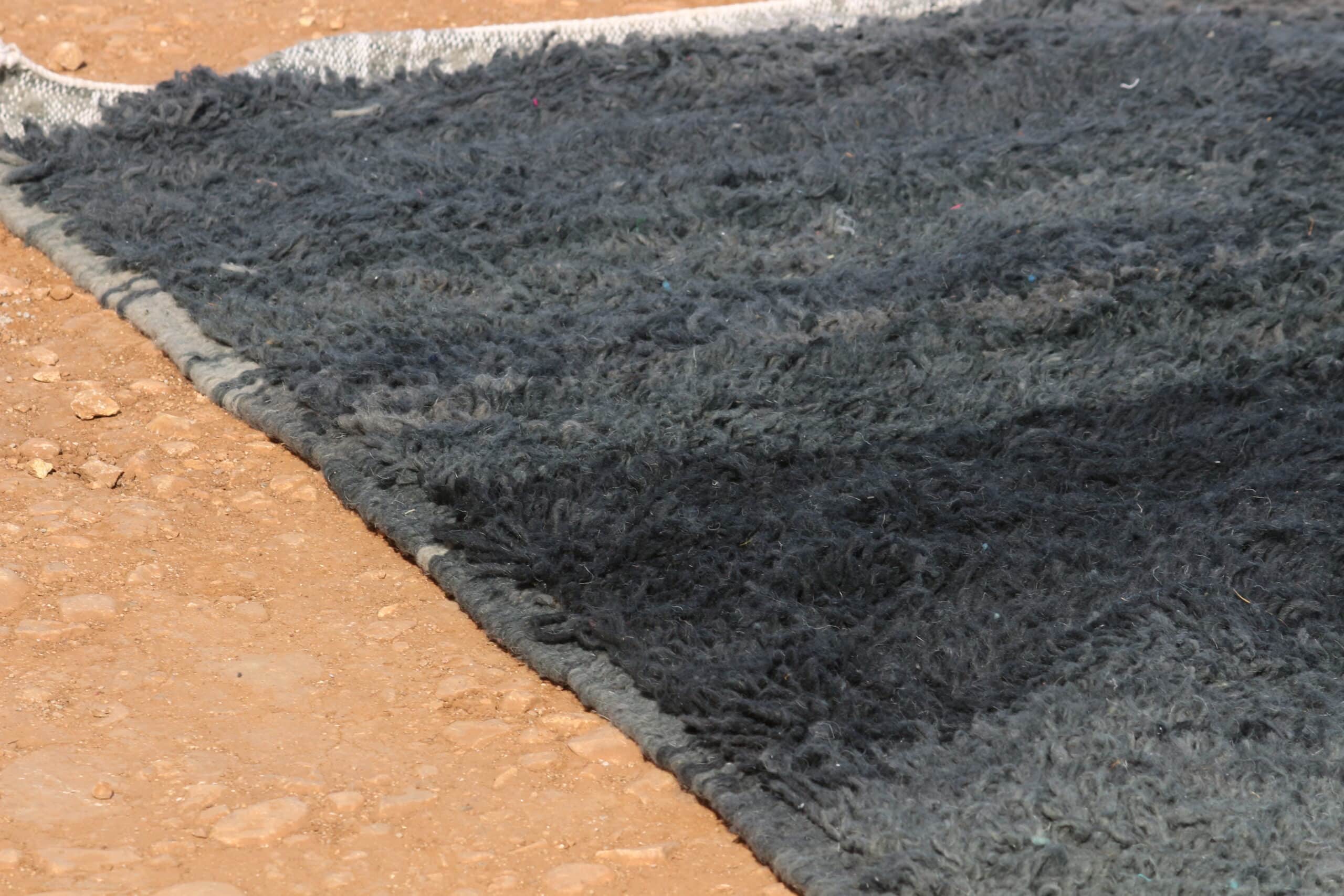 Moroccan Black Wool Rug - image 2
