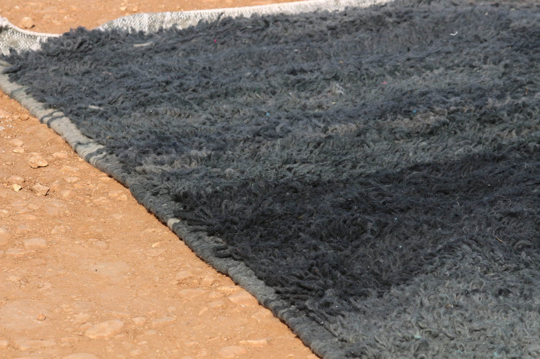 Moroccan Black Wool Rug - image 2