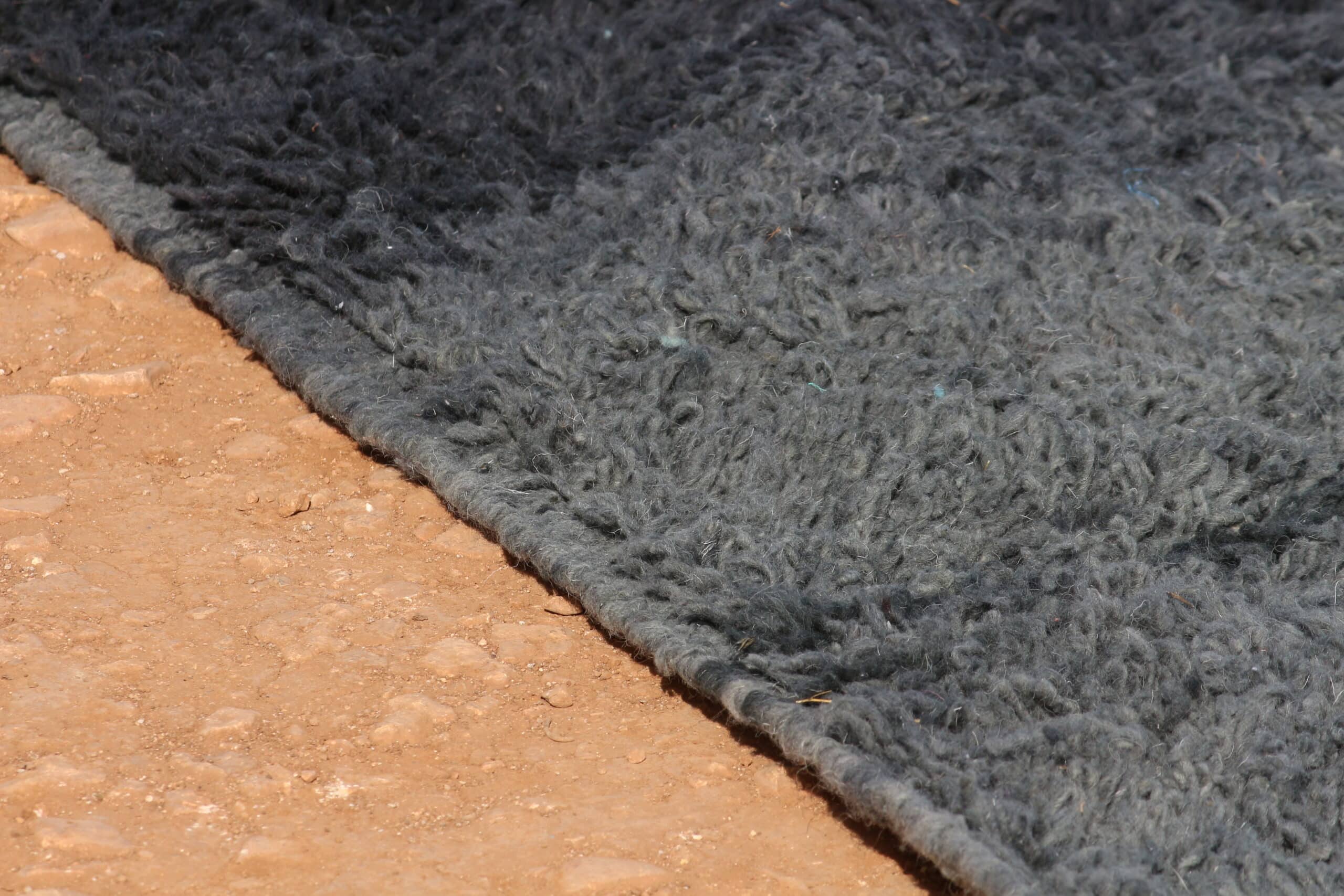 Moroccan Black Wool Rug - image 4