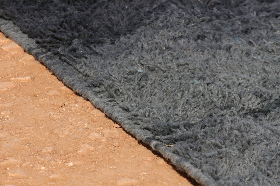 Moroccan Black Wool Rug - image 4