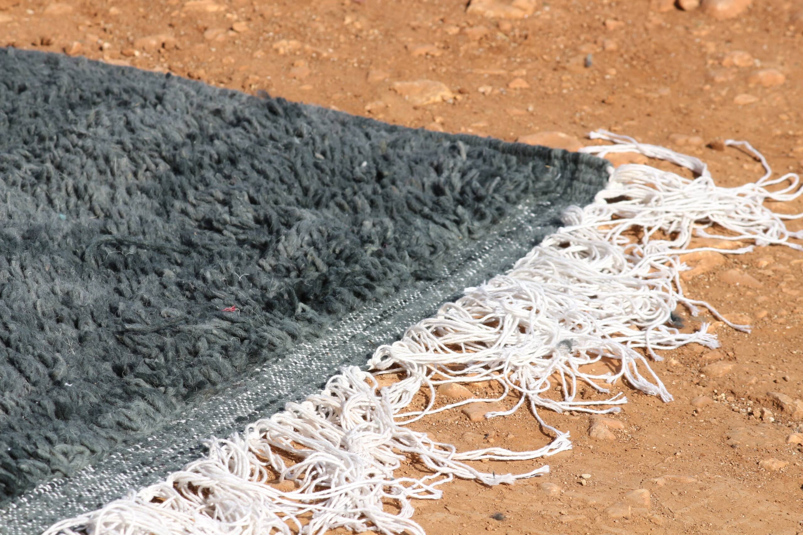 Moroccan Black Wool Rug - image 6