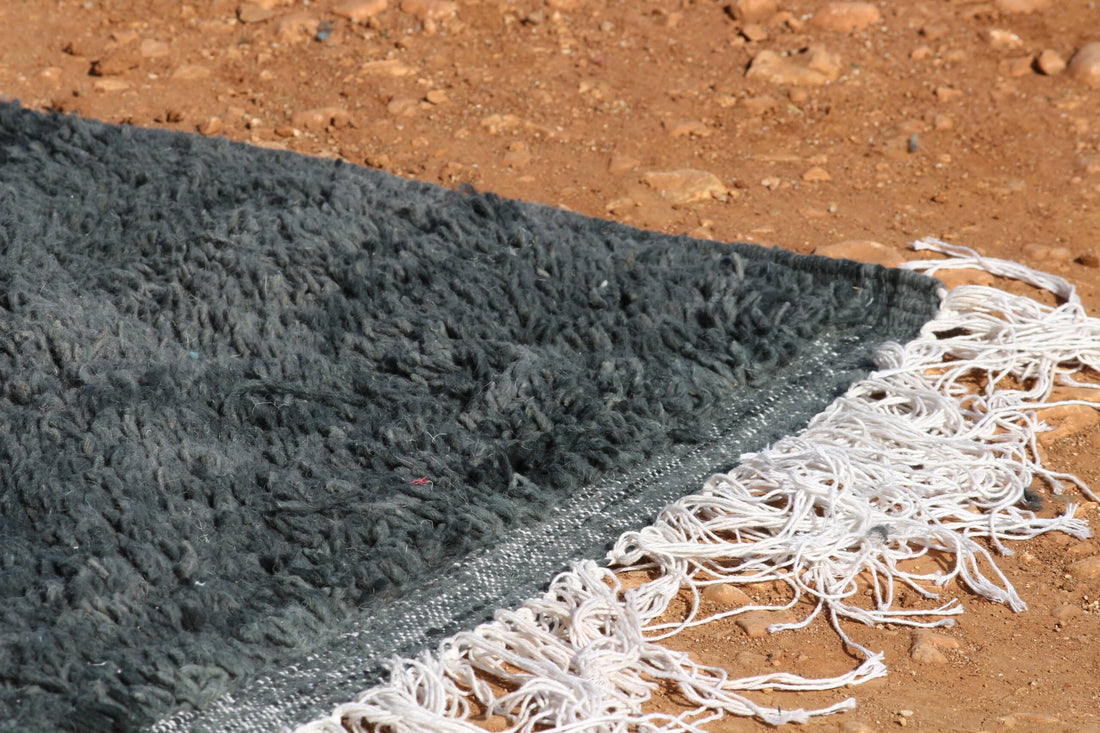 Moroccan Black Wool Rug - image 3