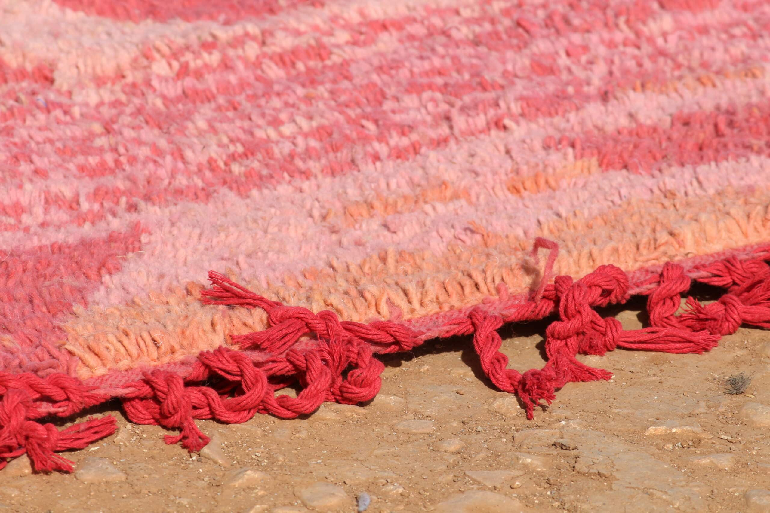 Handwoven Pink Rug - Moroccan Checkered Design - image 5