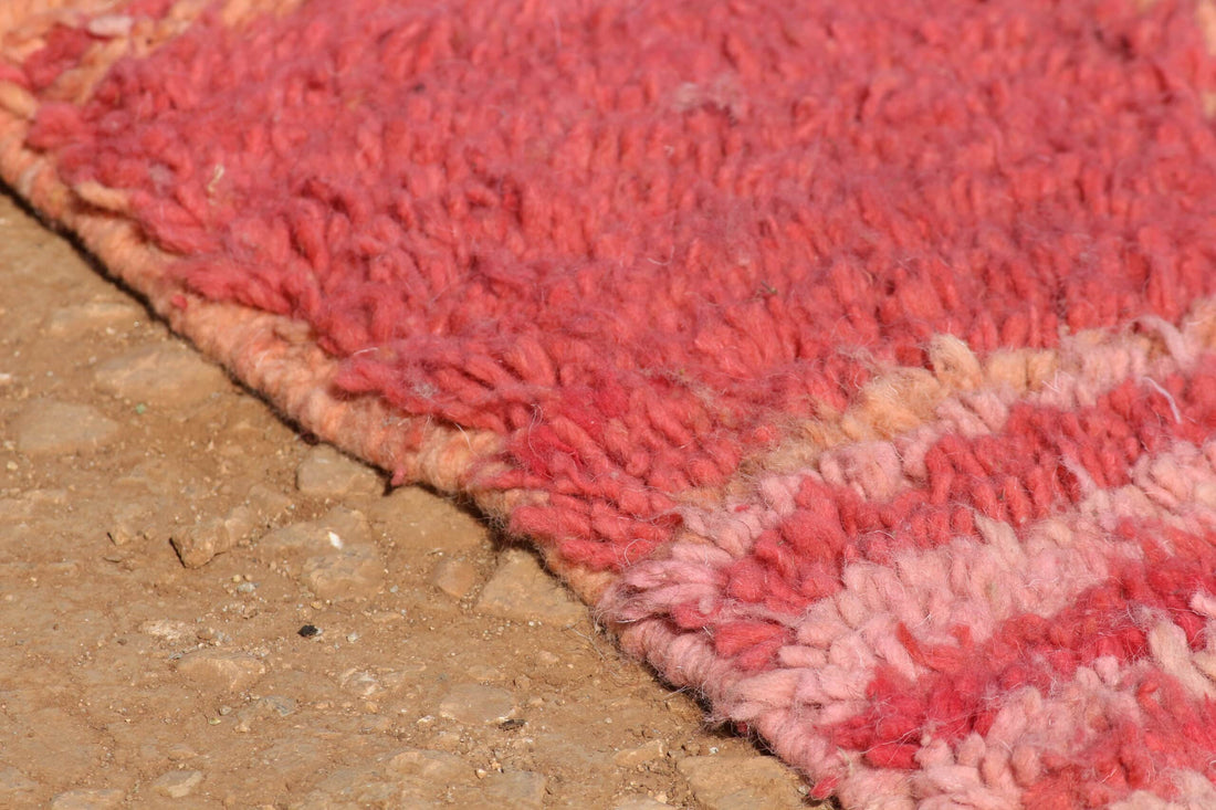 Handwoven Pink Rug - Moroccan Checkered Design - image 7