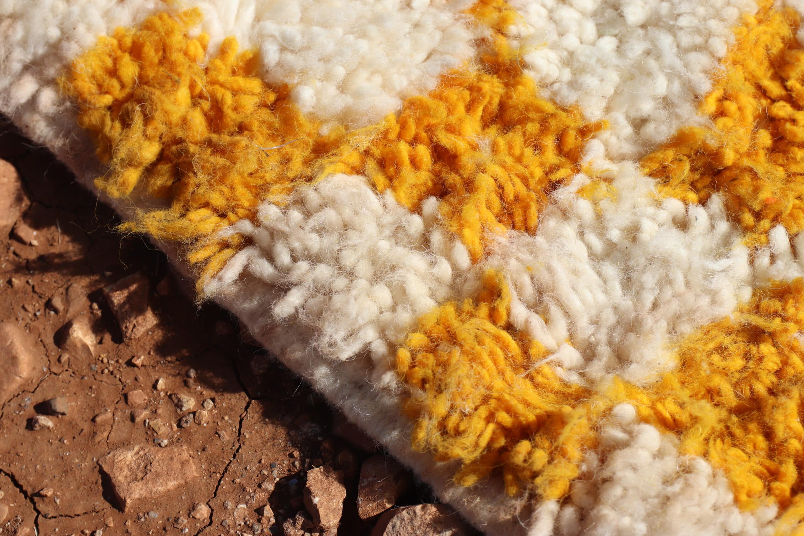 Berber Yellow Checkered Rug - image 4
