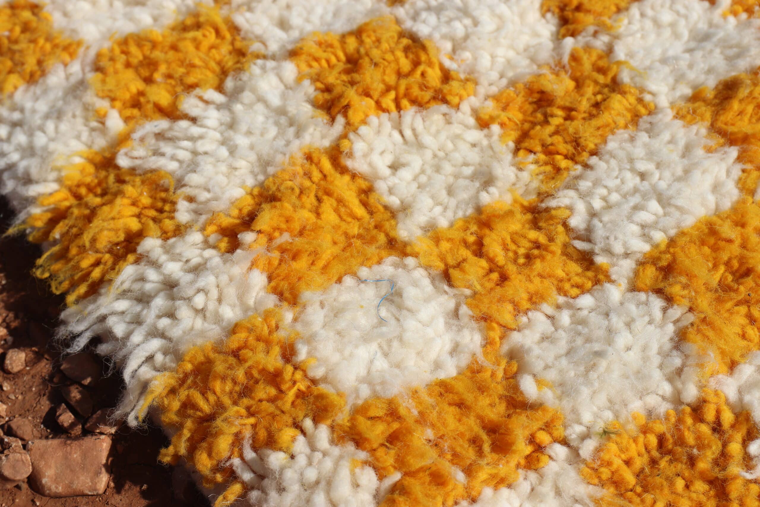 Berber Yellow Checkered Rug - image 5