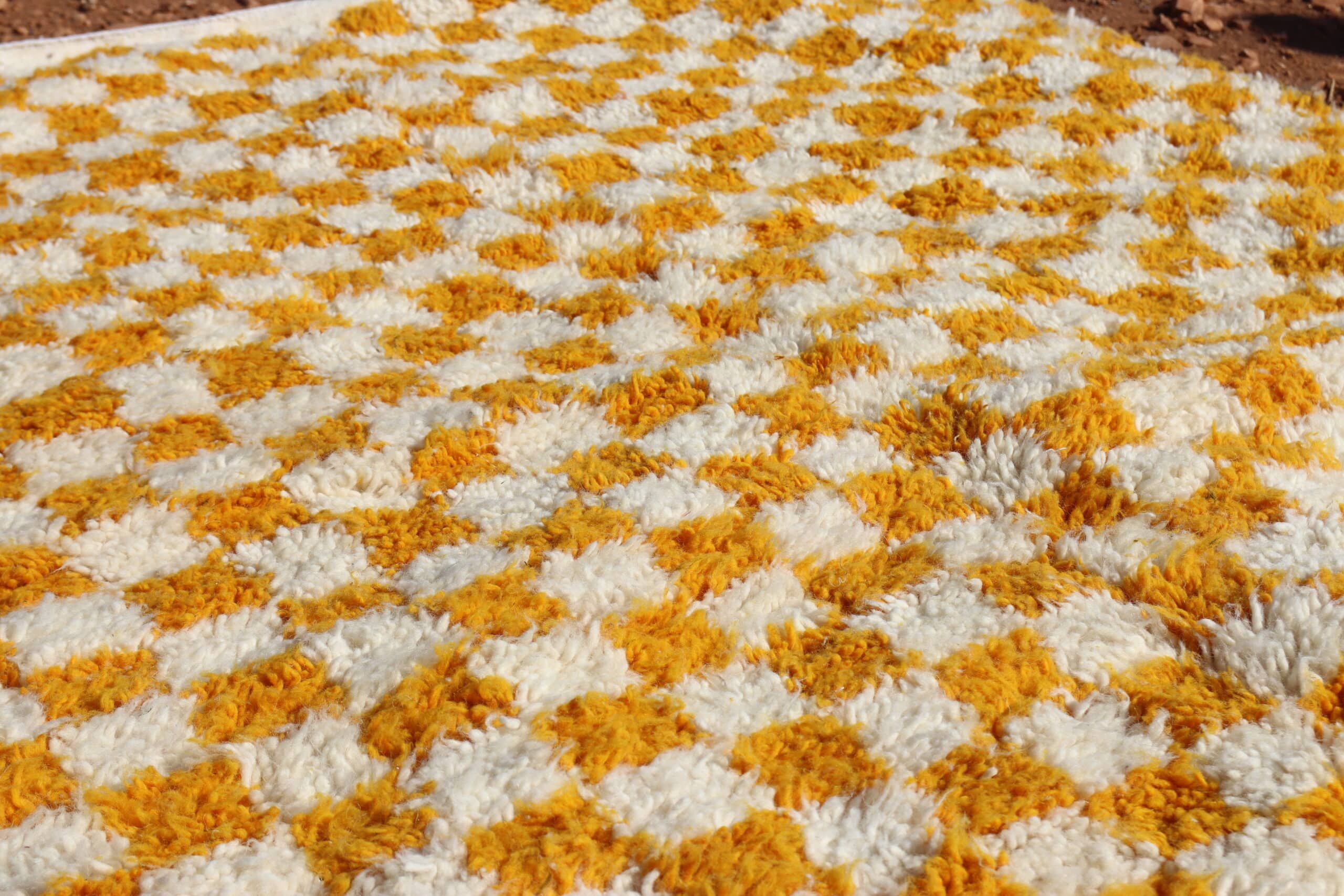 Berber Yellow Checkered Rug - image 6