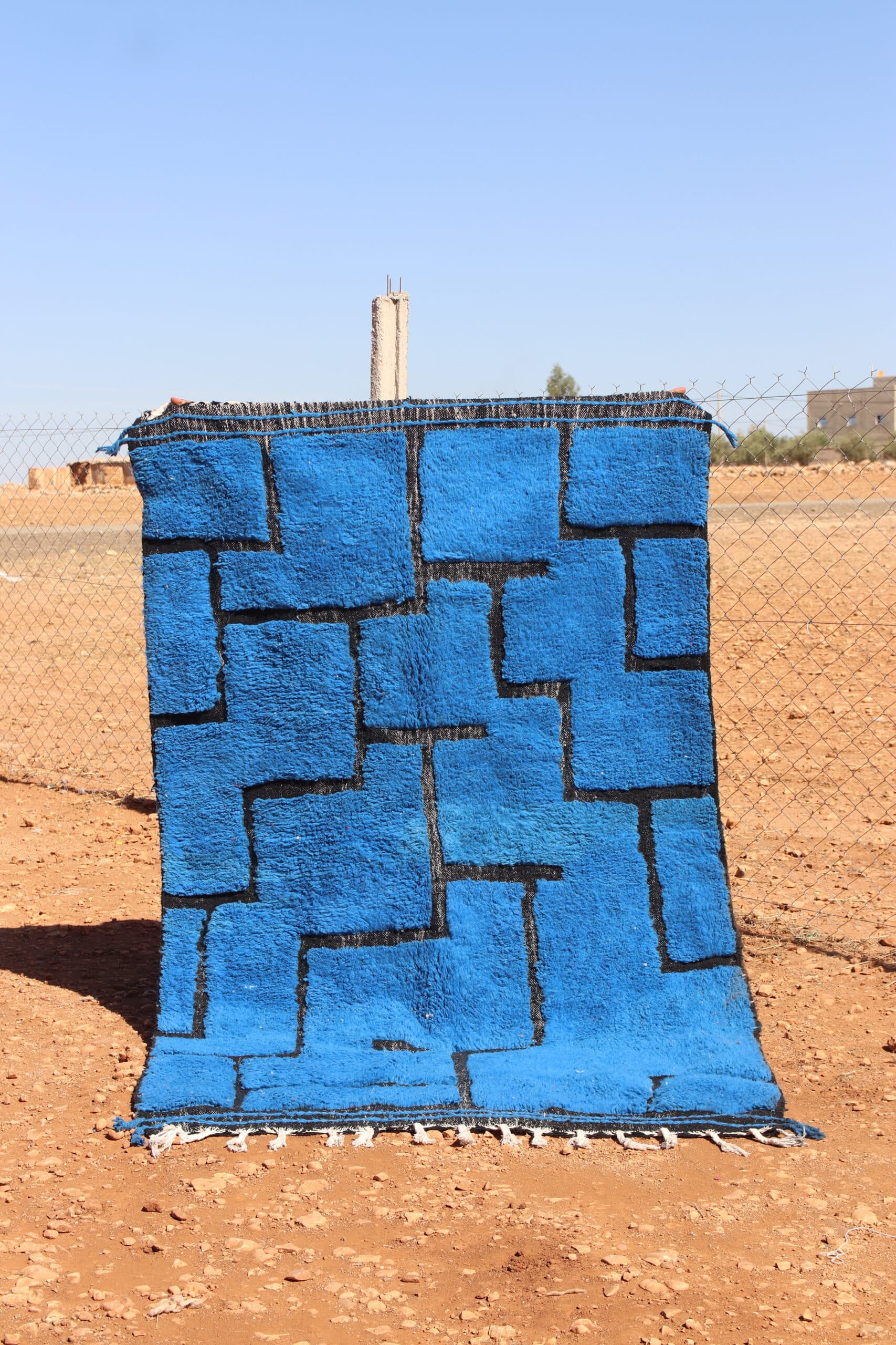 Moroccan Abstract Blue Rug