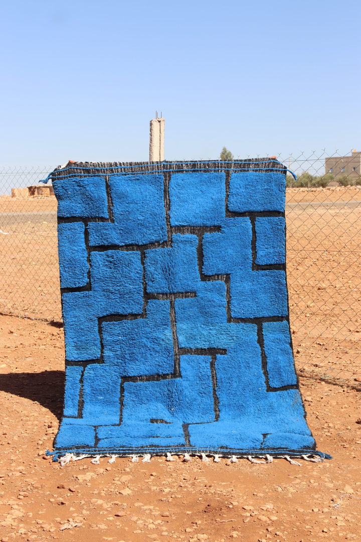 Moroccan Abstract Blue Rug