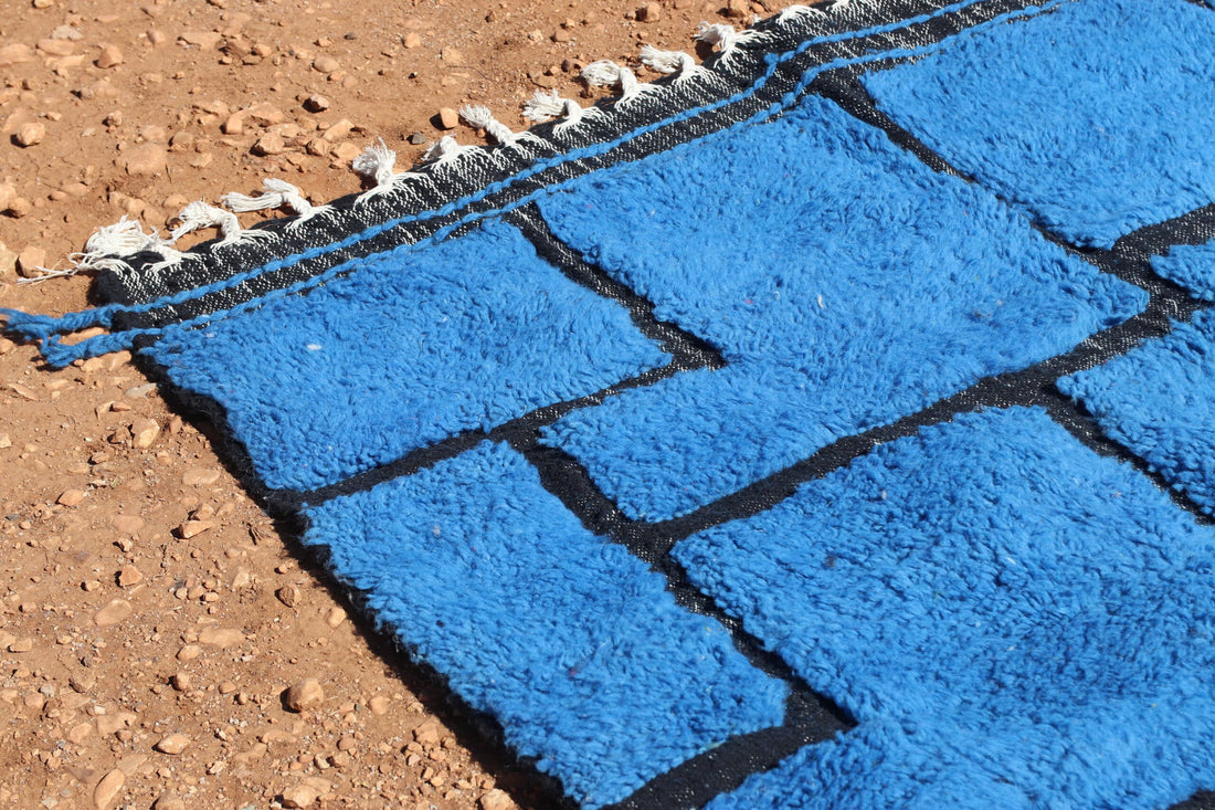 Moroccan Abstract Blue Rug - image 6