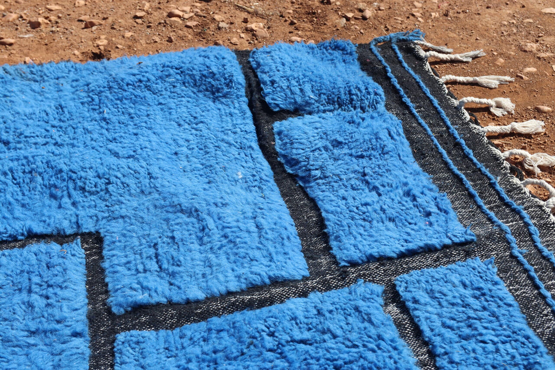 Moroccan Abstract Blue Rug - image 4