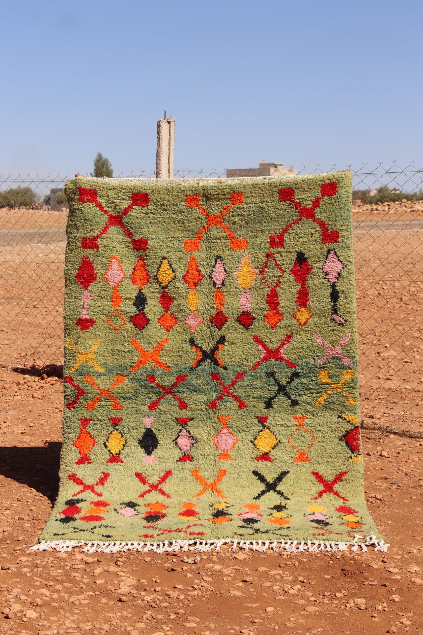 Handcrafted Berber Moroccan Green Rug