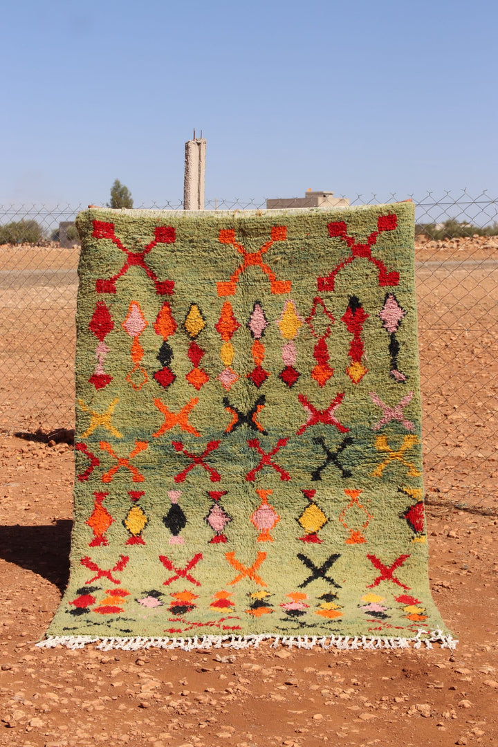Handcrafted Berber Moroccan Green Rug