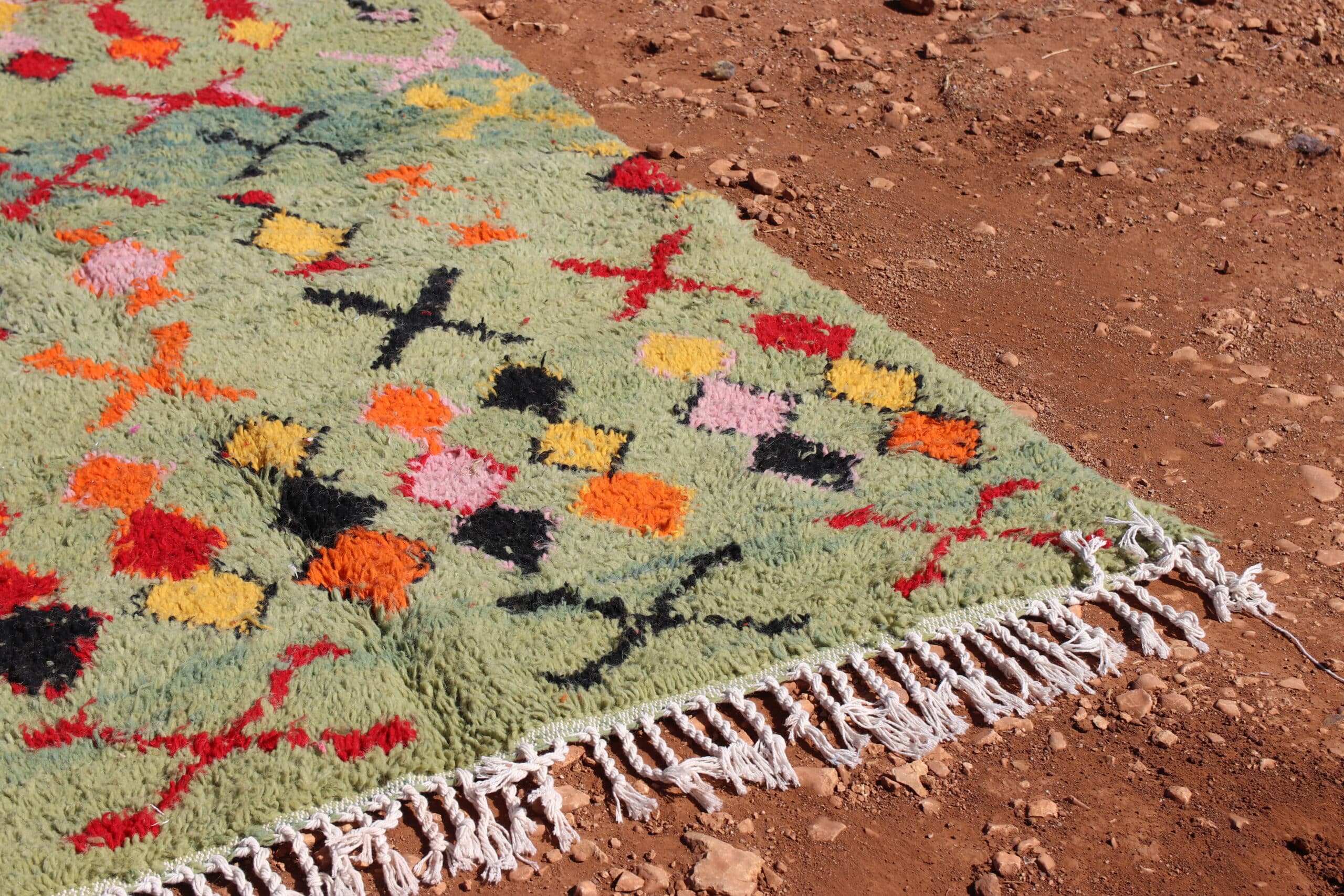Handcrafted Berber Moroccan Green Rug - image 6