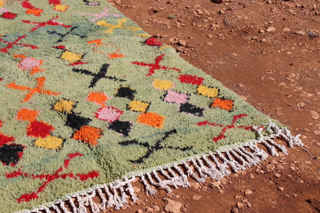 Handcrafted Berber Moroccan Green Rug - image 6