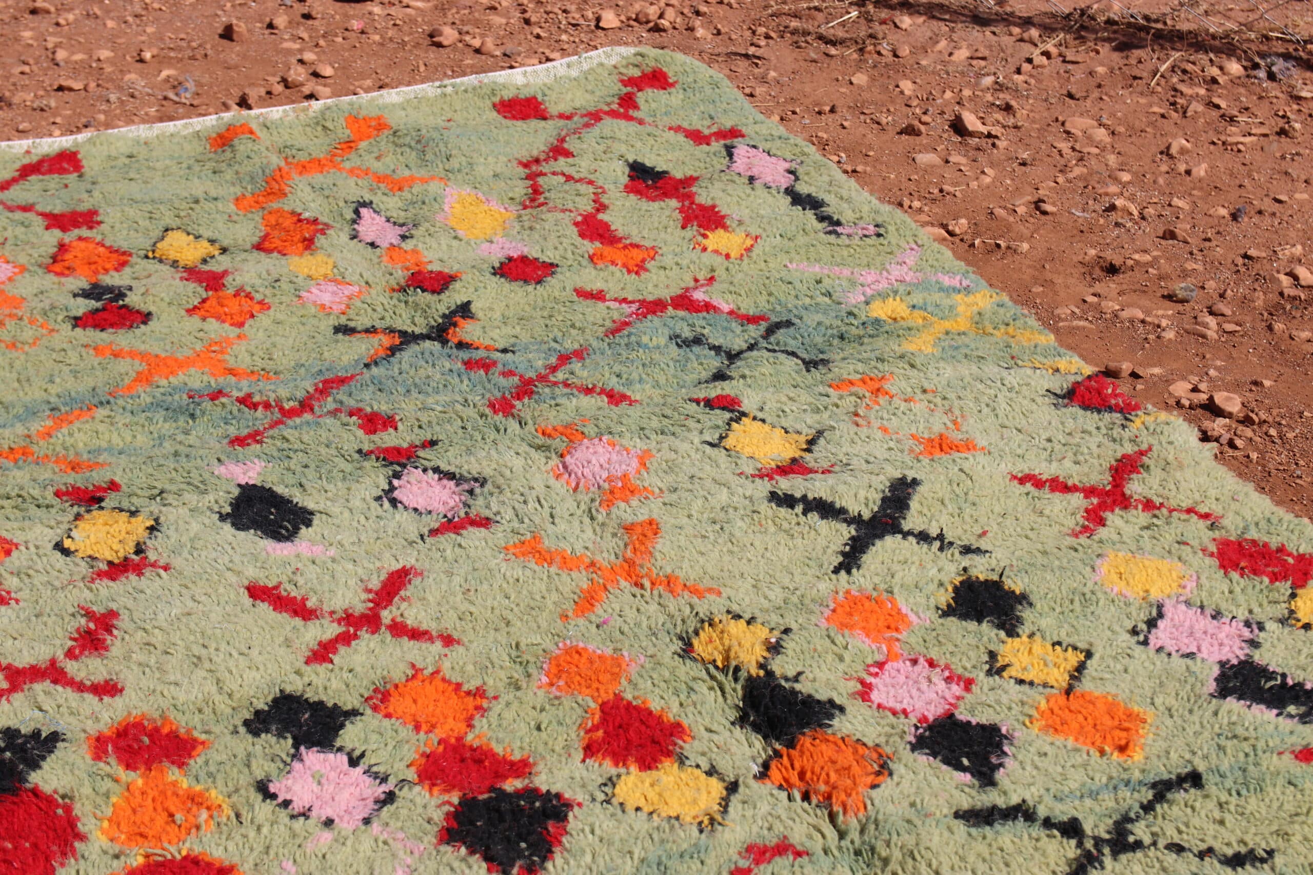 Handcrafted Berber Moroccan Green Rug - image 5