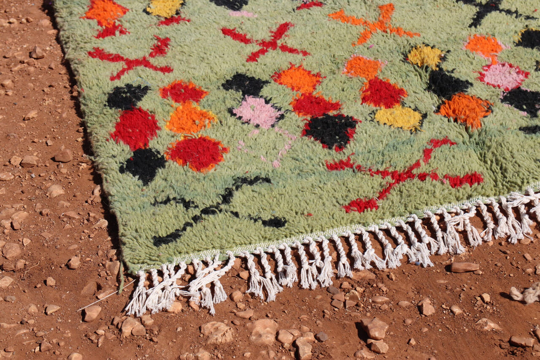 Handcrafted Berber Moroccan Green Rug - image 4
