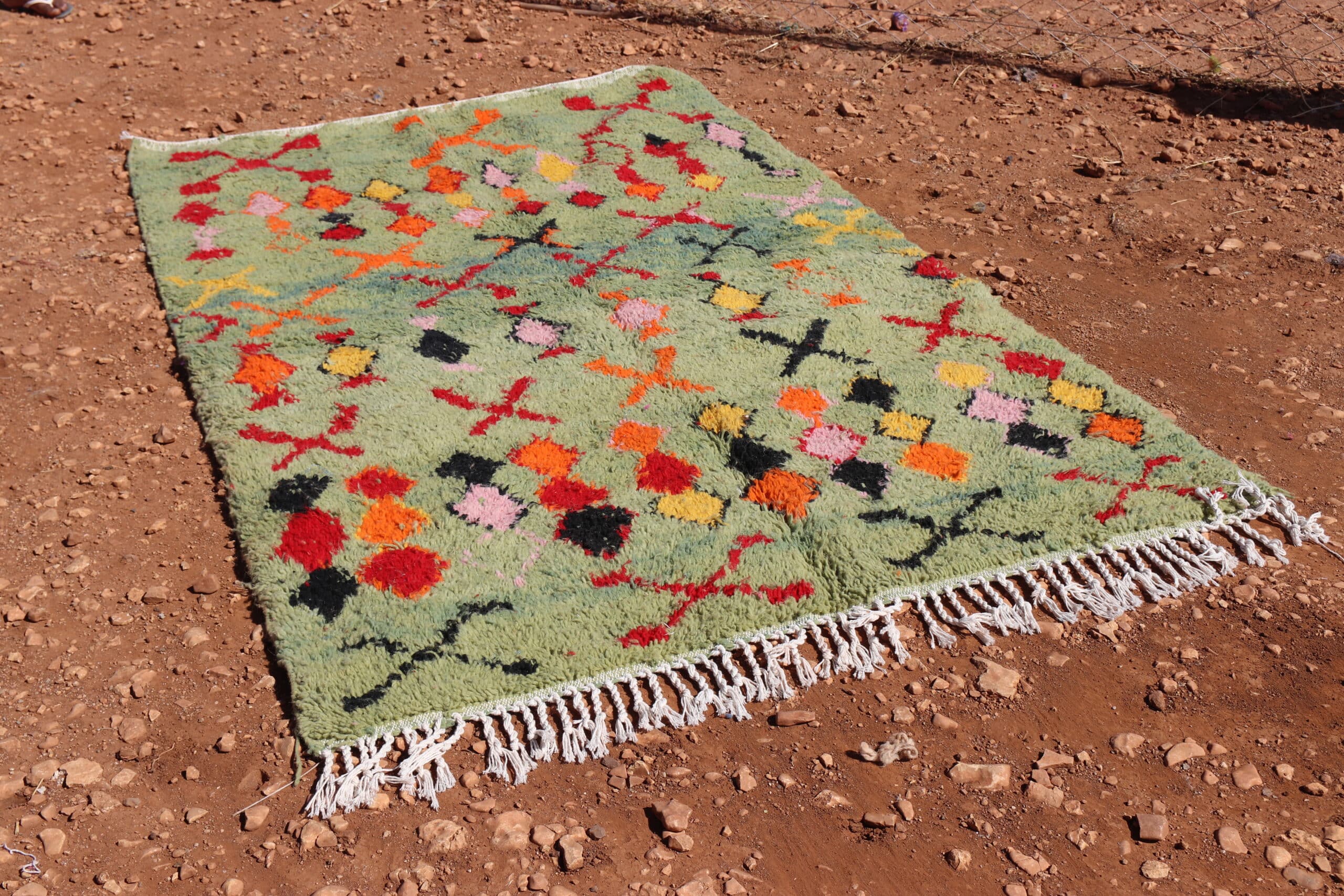 Handcrafted Berber Moroccan Green Rug - image 2