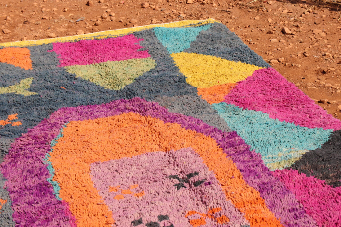 Handcrafted Abstract Multicolor Berber Rug - image 5