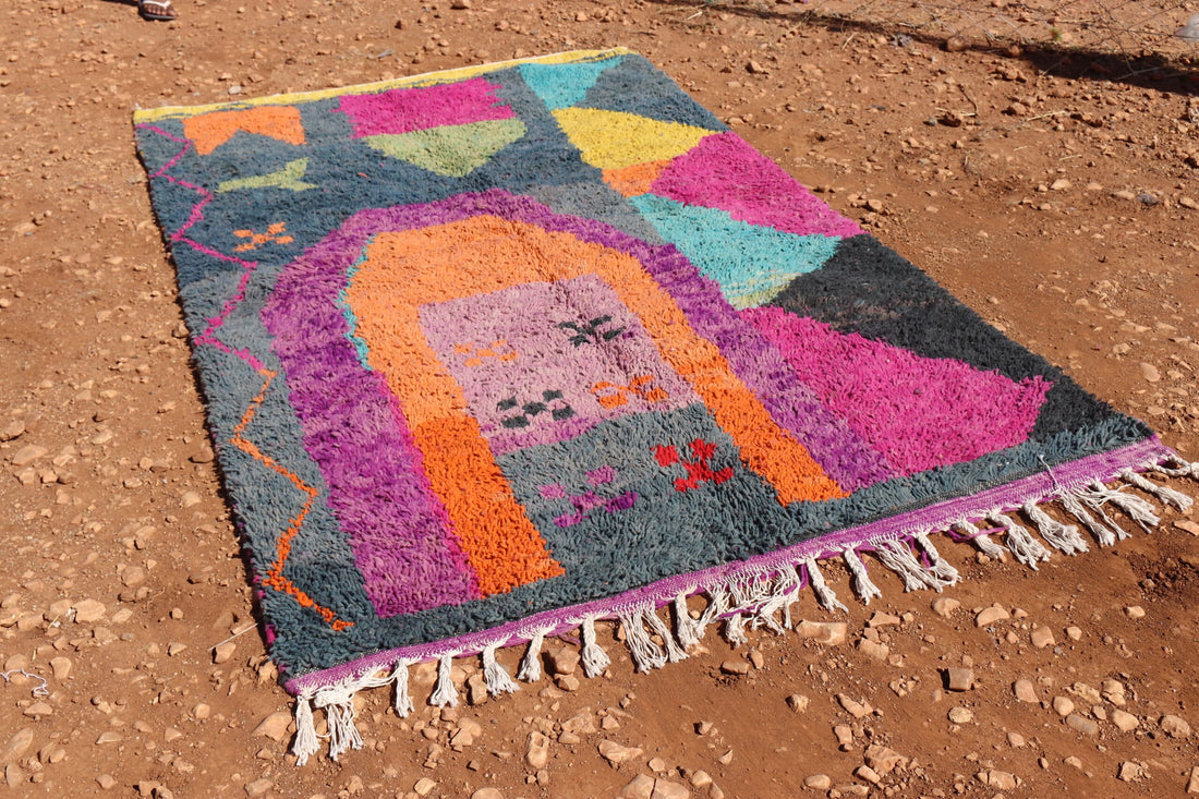 Handcrafted Abstract Multicolor Berber Rug - image 2