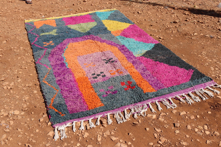 Handcrafted Abstract Multicolor Berber Rug - image 2