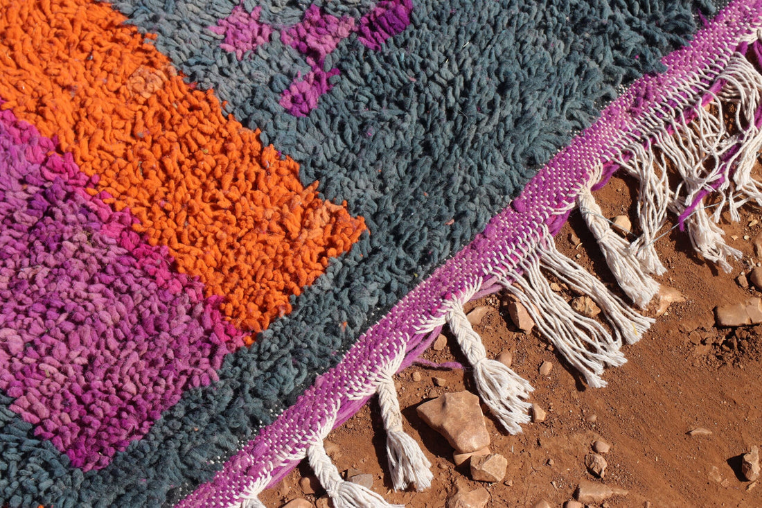 Handcrafted Abstract Multicolor Berber Rug - image 6