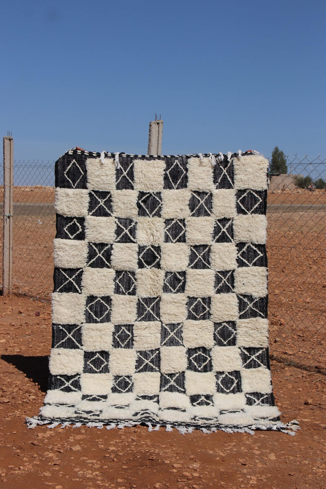 Handmade black and white Rug