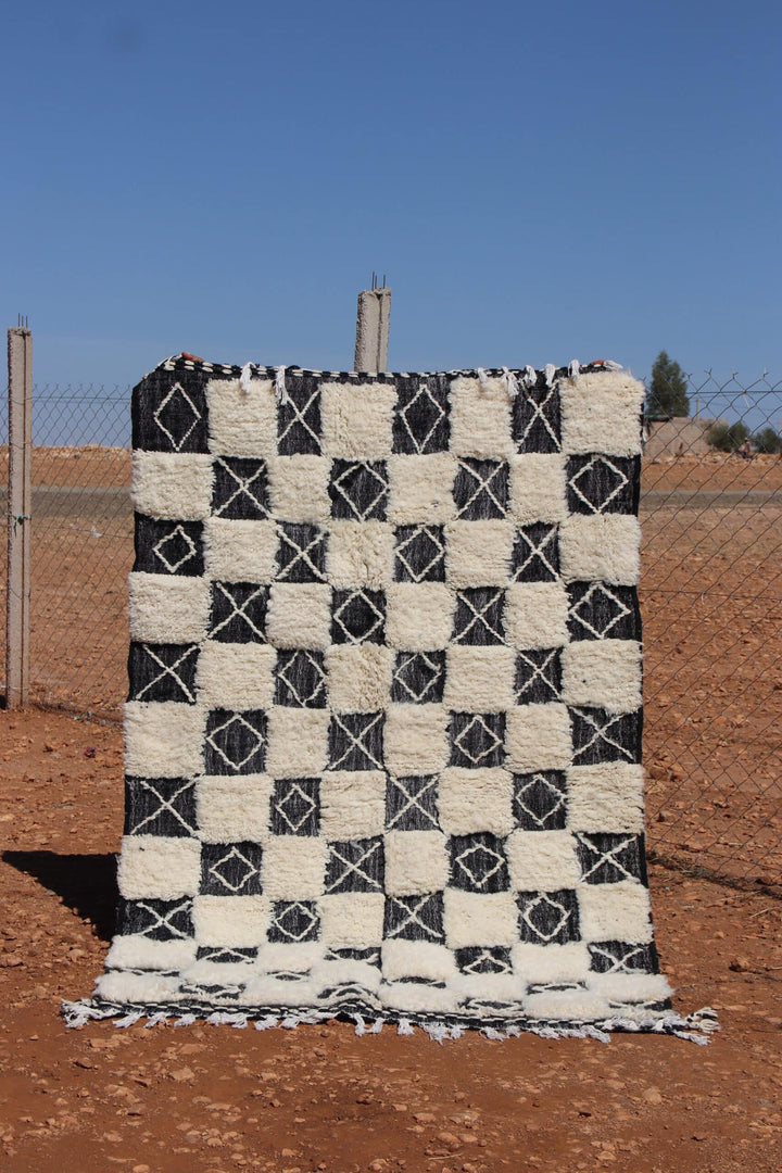 Handmade black and white Rug