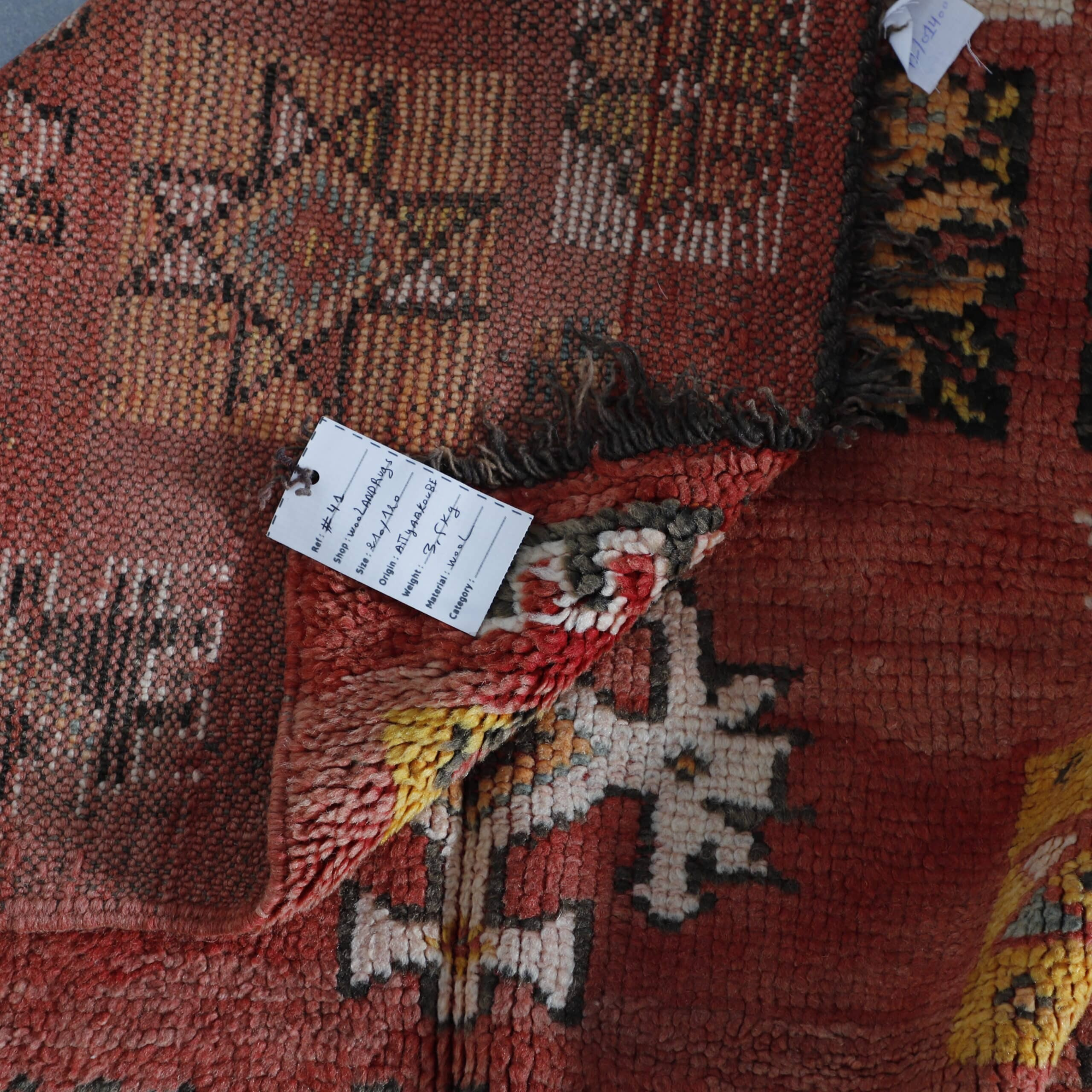 Vintage Jewish Rug 6.9×3.9 ft – Moroccan Wool Tribal Carpet with Symbolic Patterns