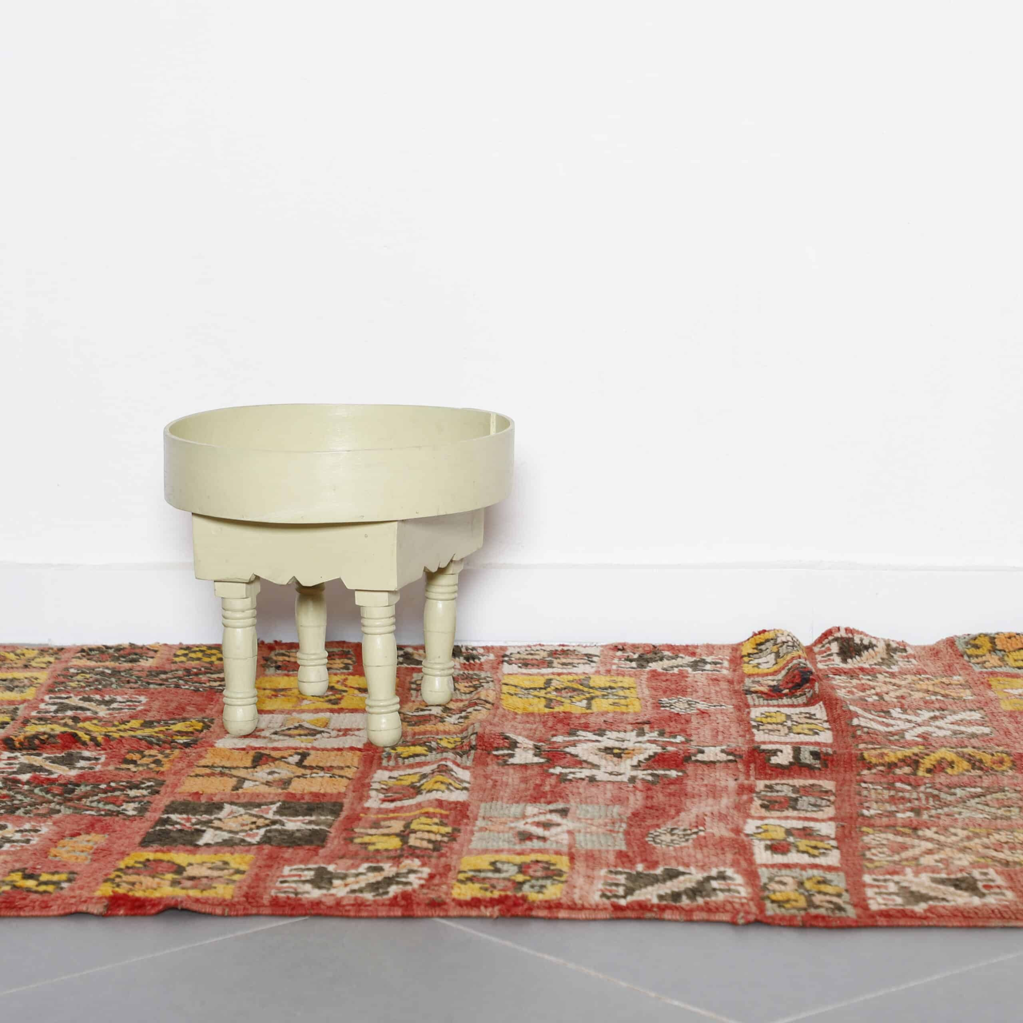 Vintage Jewish Rug 6.9×3.9 ft – Moroccan Wool Tribal Carpet with Symbolic Patterns