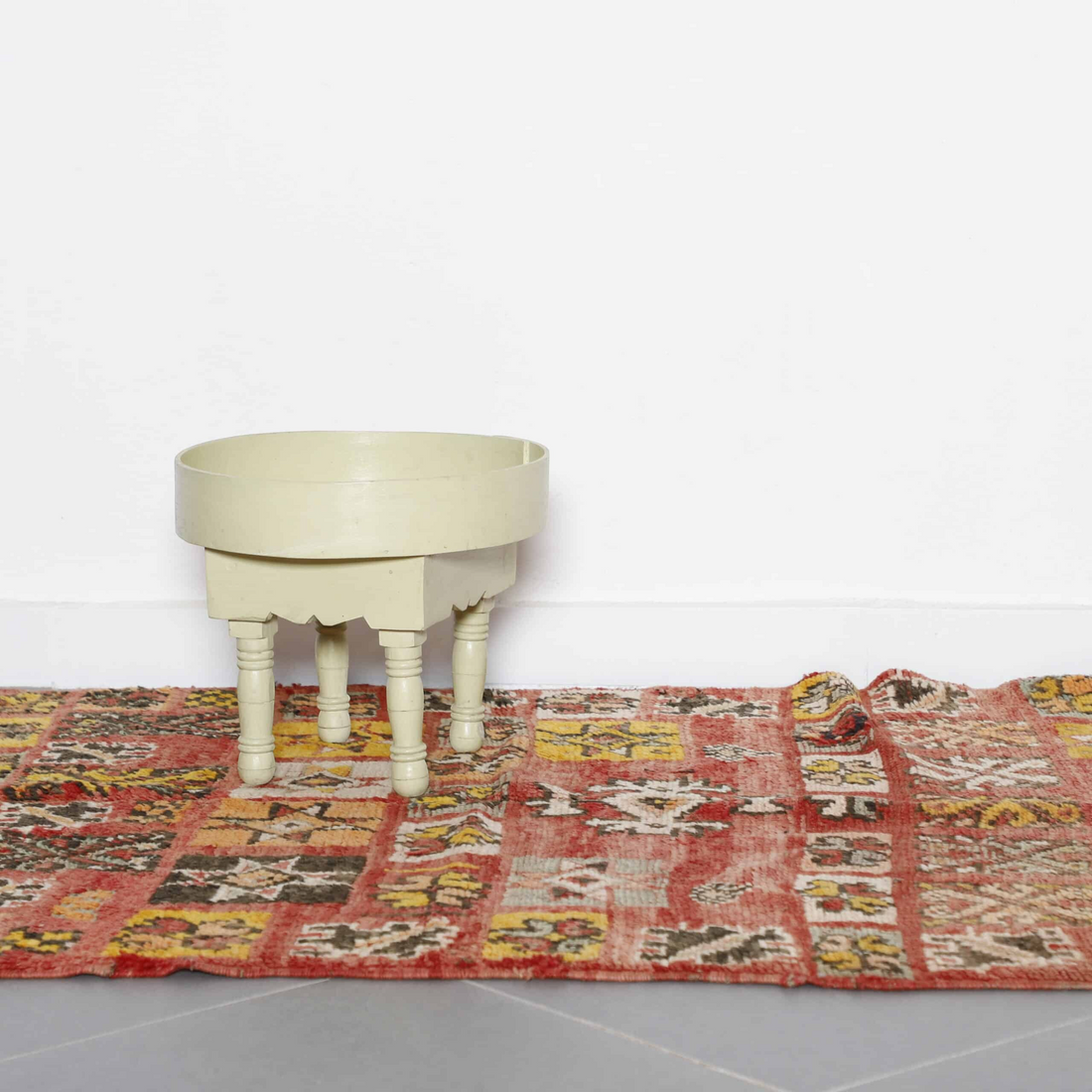Vintage Jewish Rug 6.9×3.9 ft – Moroccan Wool Tribal Carpet with Symbolic Patterns