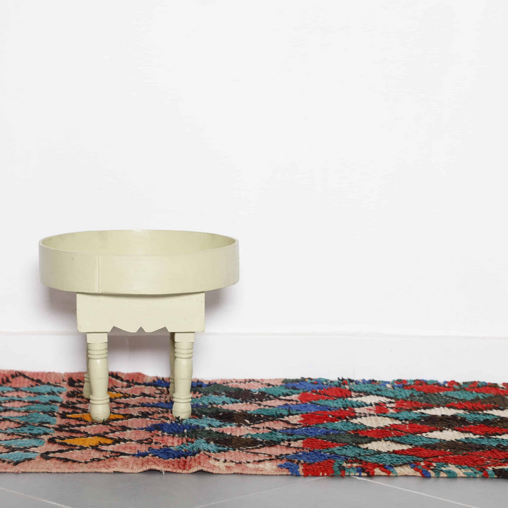 Colorful Vintage Hallway Rug 8.2×2.8 Ft – Moroccan Handmade