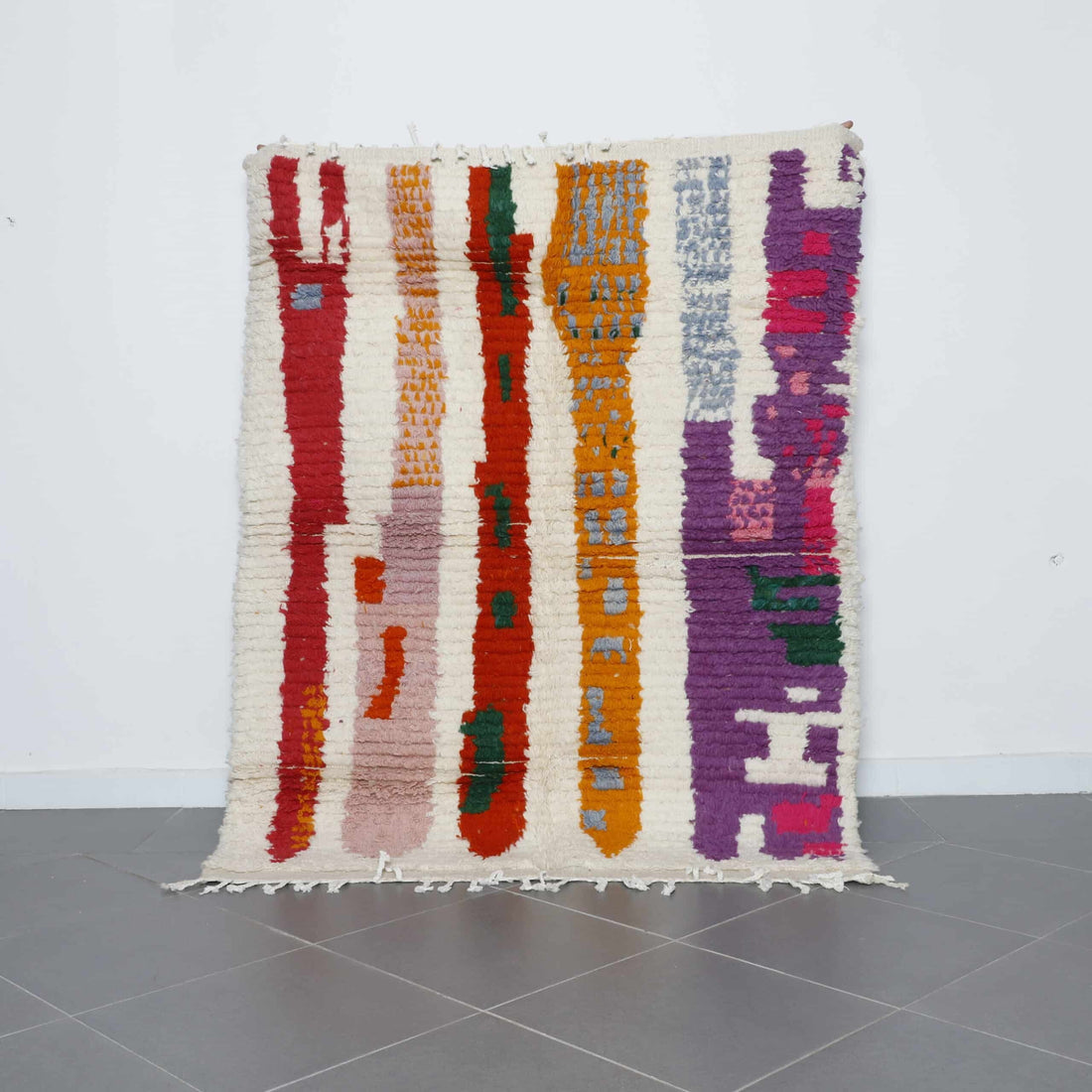 Large Handmade Colorful Moroccan Azilal Rug 200cm x 150cm – Wool Abstract Carpet