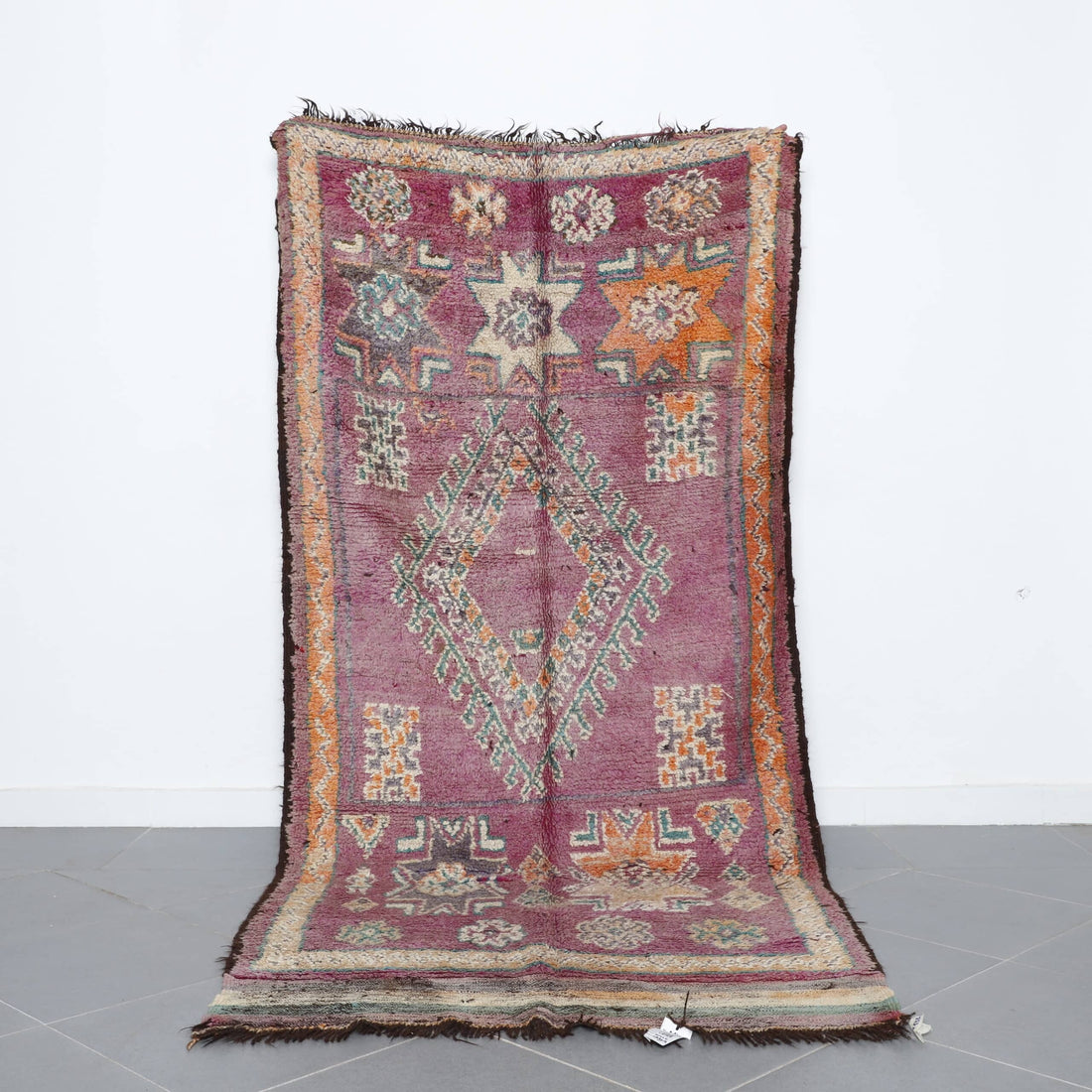Large Vintage Handmade Moroccan Berber Rug 288cm x 133cm – Authentic Wool Carpet