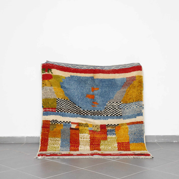 Colorful Taznakht Rug 5.2×4.7 Ft – Handmade Moroccan Wool Carpet