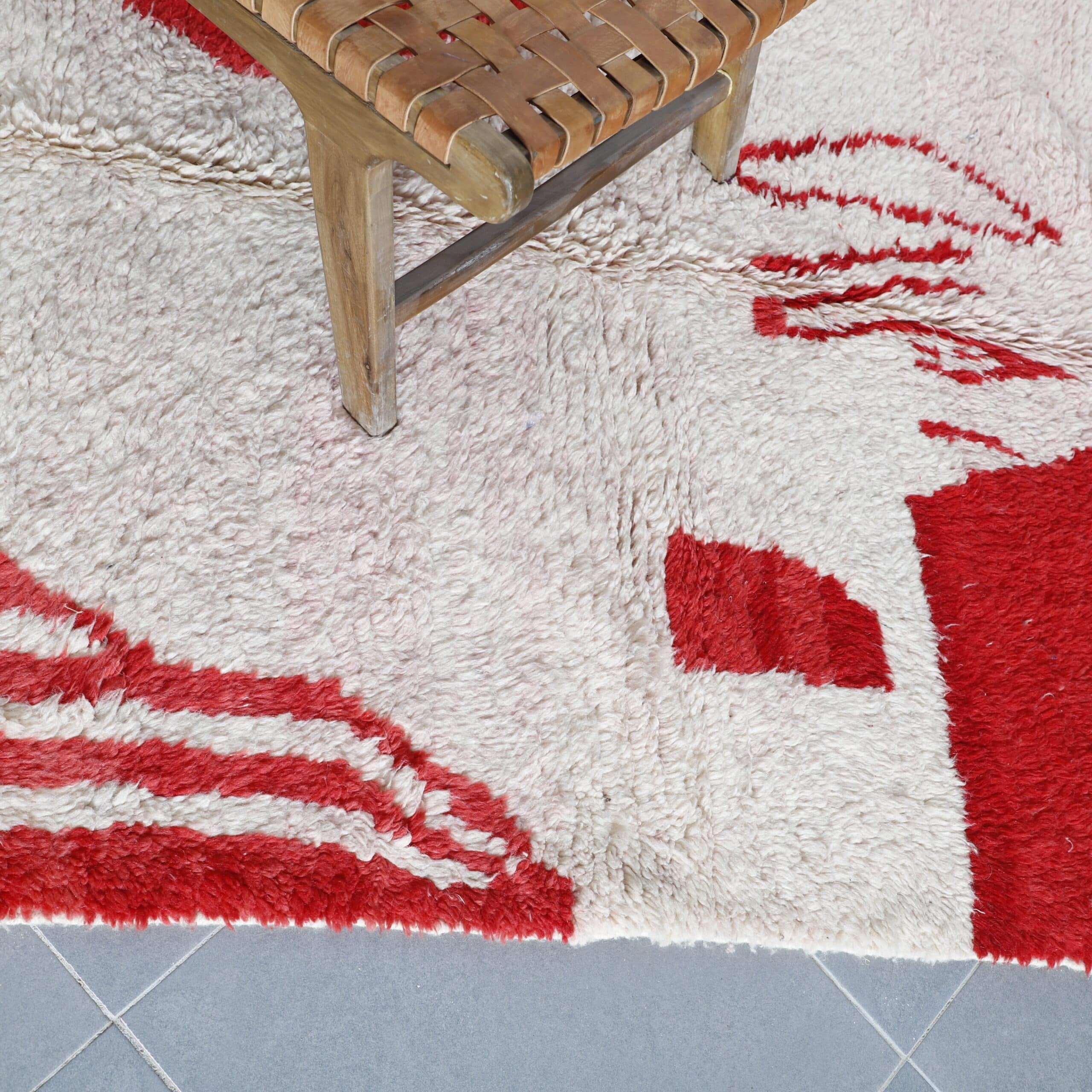 Pink Moroccan Rug 6.4×4.8 Ft – Handmade Wool Carpet