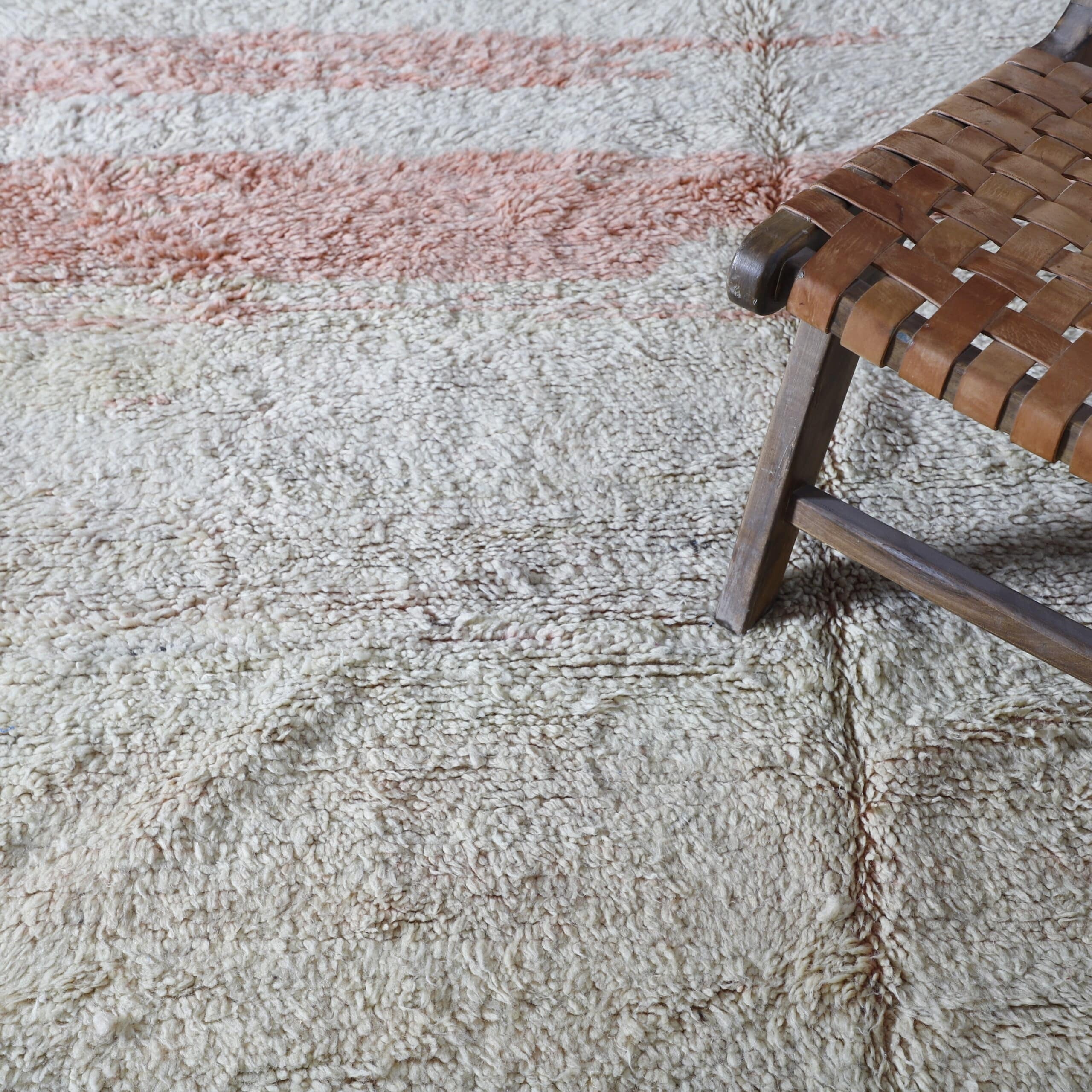 Pink Boujaad Rug 10.8×6.4 Ft – Handwoven Moroccan Wool Carpet