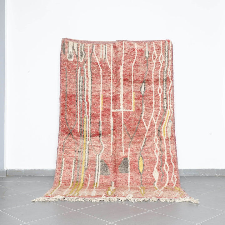 Abstract Boujaad Rug – Vintage Moroccan Handmade 8.7×5.3 Ft
