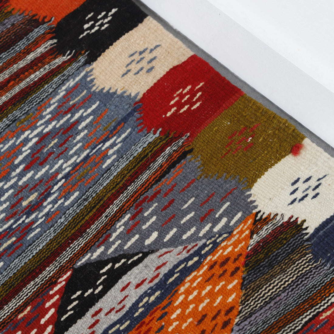 Flat Weave Berber Rug with Geometric Diamond Design