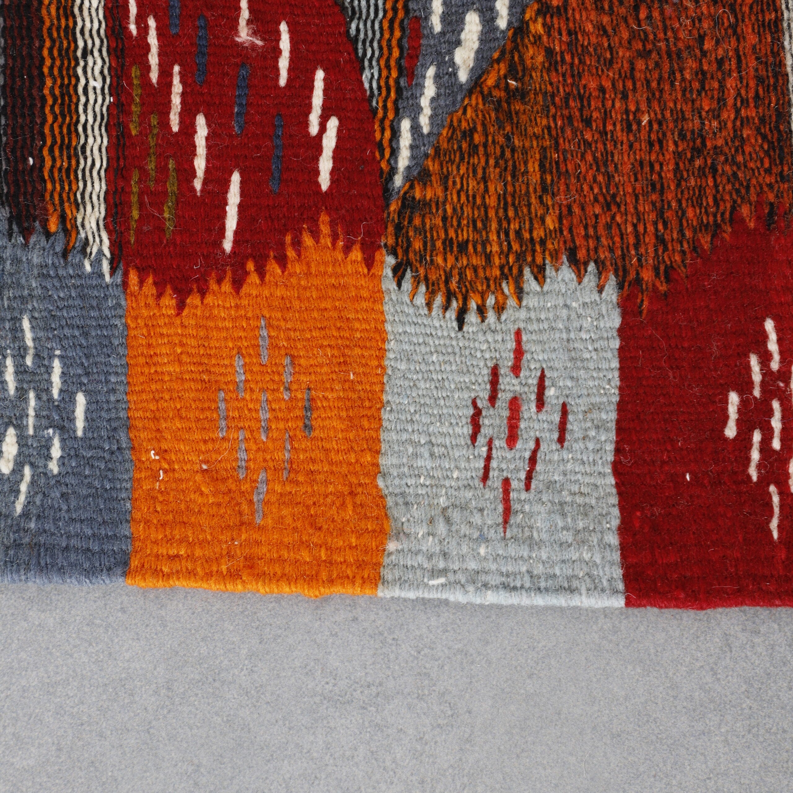 Flat Weave Berber Rug with Geometric Diamond Design