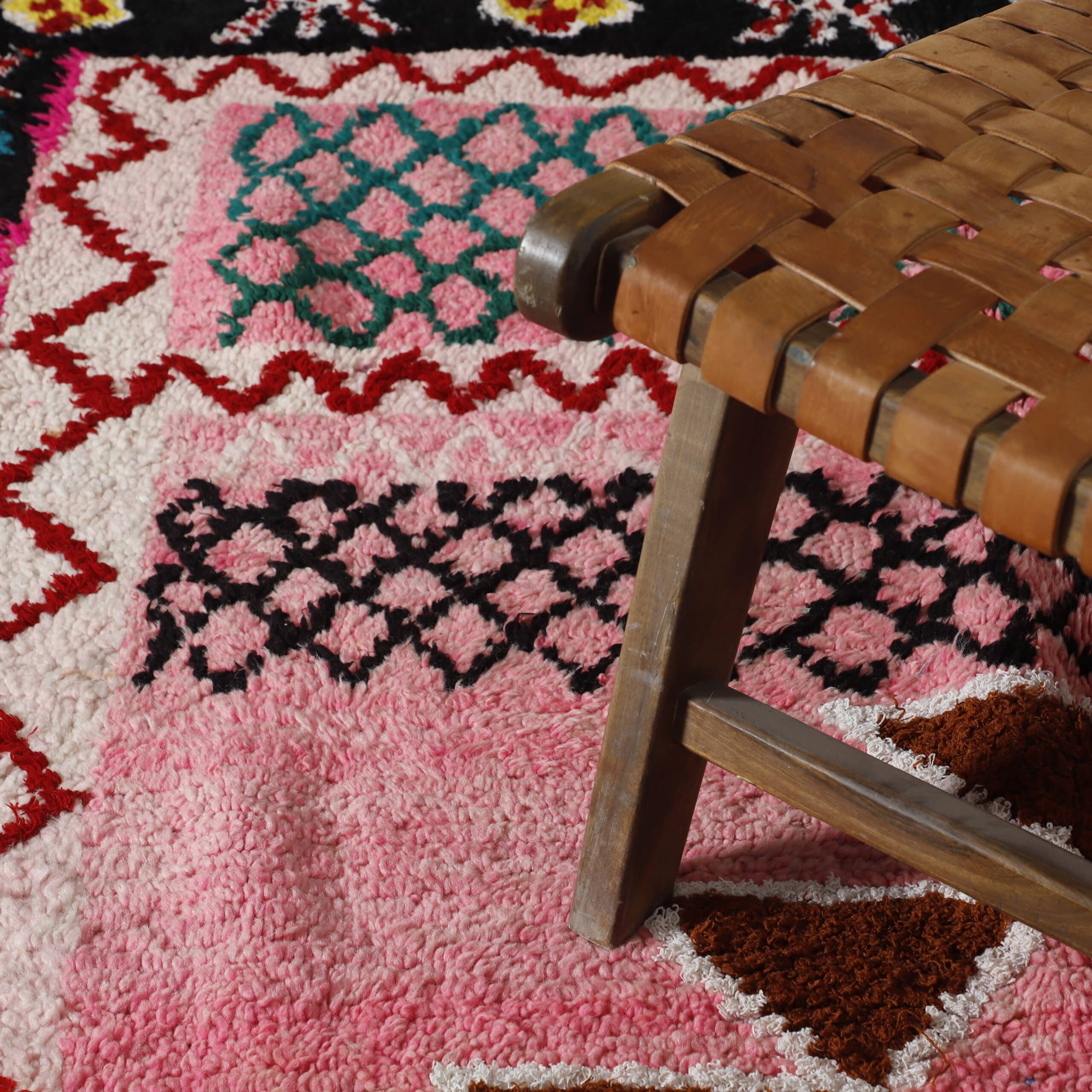 Colorful Moroccan Berber Rug 7.7×5.2 Ft | Handmade Wool Tribal Carpet