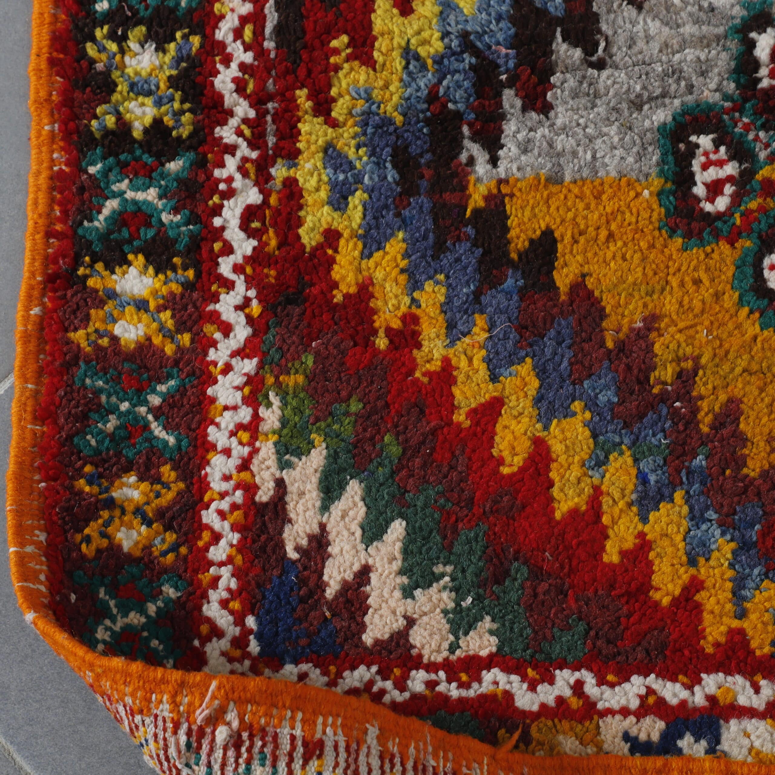 Colorful Moroccan Kilim rug with Geometric Diamond Medallions