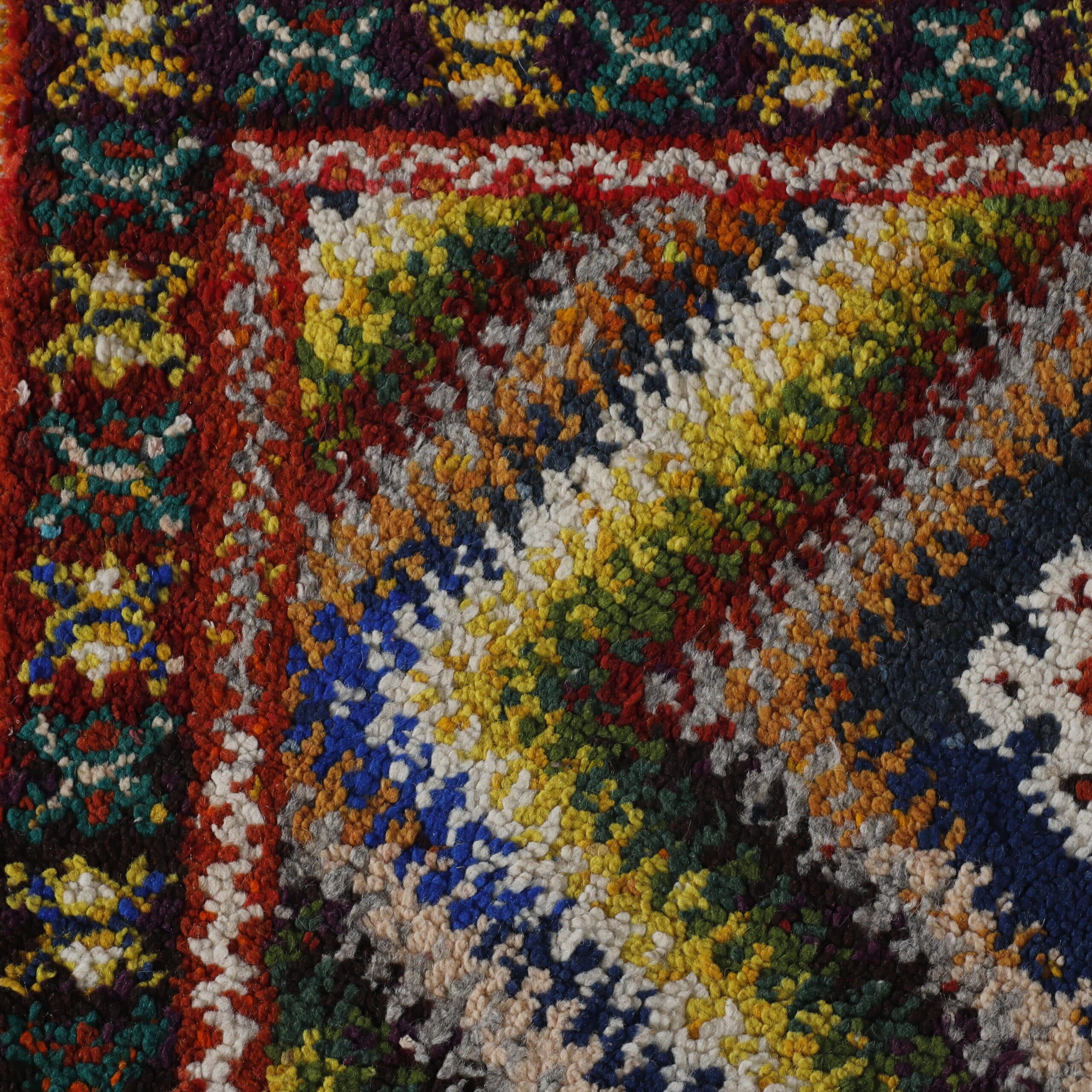 Colorful Moroccan Kilim rug with Geometric Diamond Medallions